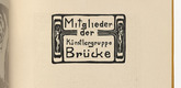 Ernst Ludwig Kirchner. Members of the Brücke Artists' Group (Titelvignette) [Mitglieder der Künstlergruppe Brücke (title vignette)] (plate, folio 16 verso) from KG Brücke. 1910 (print executed 1907)