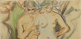 Ernst Ludwig Kirchner. Two Nudes in a Landscape (Zwei Akte im Freien). (c. 1908-10)
