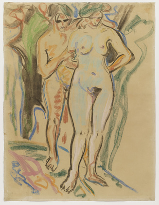 Ernst Ludwig Kirchner. Two Nudes in a Landscape (Zwei Akte im Freien). (c. 1908-10)