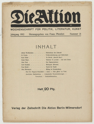 Die Aktion, vol. 2, no. 31. July 31, 1912