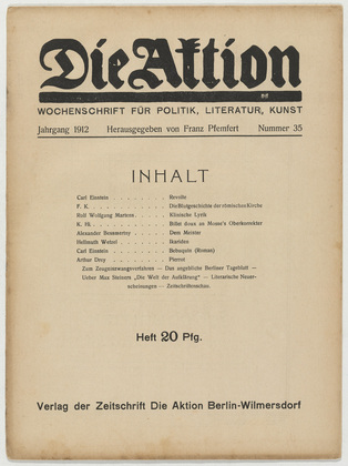 Die Aktion, vol. 2, no. 35. August 28, 1912