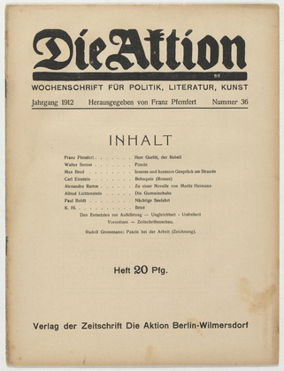 Die Aktion, vol. 2, no. 36. September 4, 1912