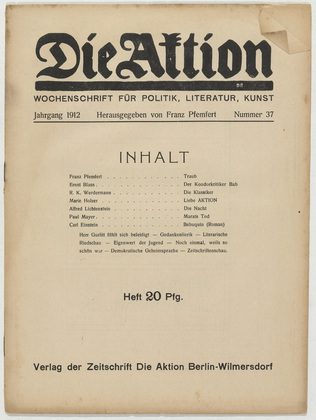 Die Aktion, vol. 2, no. 37. September 11, 1912