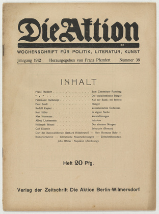 Die Aktion, vol. 2, no. 38. September 18, 1912