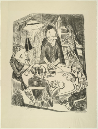 Max Beckmann. Hunger (plate 5) [Der Hunger (Blatt 5)] from Hell (Die Hölle). (1919)