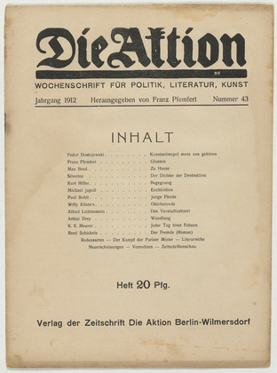 Die Aktion, vol. 2, no. 43. October 23, 1912
