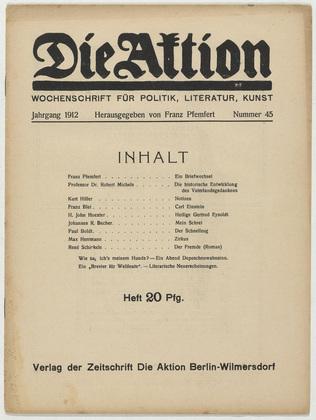 Die Aktion, vol. 2, no. 45. November 6, 1912
