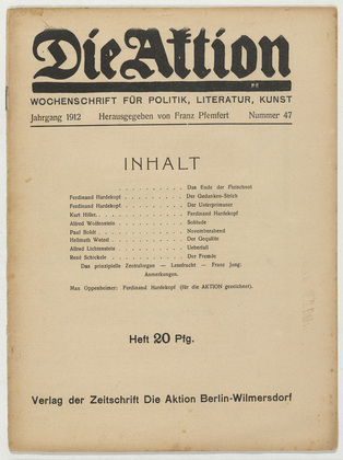 Die Aktion, vol. 2, no. 47. November 20, 1912