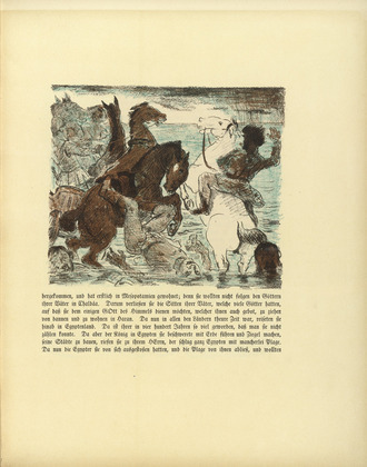 Lovis Corinth. The Egyptians drown in the Sea (Die Ägypter ertrinken im Meer) (plate, folio 8) from Das Buch Judith (The Book of Judith). 1910