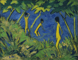 Otto Mueller. Landscape with Yellow Nudes. c. 1919