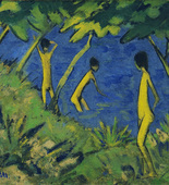 Otto Mueller. Landscape with Yellow Nudes. c. 1919