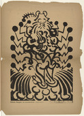 Wilhelm Morgner. The Rat-Trap Trader (Der Rattenfallenhändler) (plate, p. 37) from the periodical Der Sturm. Wochenschrift für Kultur und Künste, vol. 3, no. 109 (May 1912). 1912