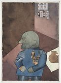 George Grosz. "The Convict":  Monteur John Heartfield after Franz Jung's Attempt to Get Him Up on His Feet ("Der Sträfling":  Monteur John Heartfield nach Franz Jungs Versuch, ihn auf die Beine zu stellen). (1920)