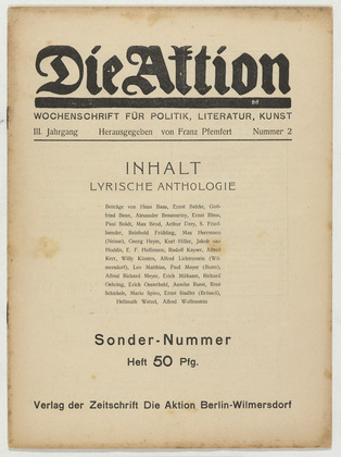 Die Aktion, vol. 3, no. 2. January 8, 1913