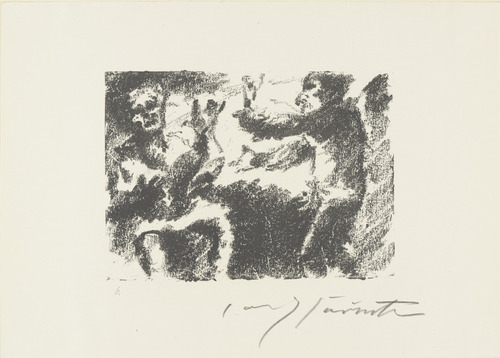 Lovis Corinth. Heading for Act 4: Karl Moor and Kosinsky on Horseback by Count Moor's Castle (Kopfstück Zum 4. Akt: Karl Moor und Kosinsky zu Pferde vor der Burg des Grafen Moor) from The Robbers (Die Räuber). (1923)