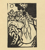 Ernst Ludwig Kirchner. The Canoness in the Lake (Das Stiftsfräulein im See) (plate, folio 4) from  Das Stiftsfräulein und der Tod (The Canoness and Death). 1913