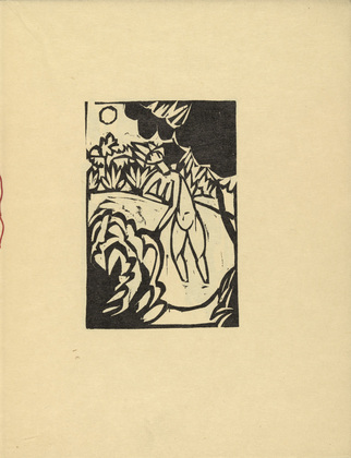 Ernst Ludwig Kirchner. The Canoness in the Lake (Das Stiftsfräulein im See) (plate, folio 4) from  Das Stiftsfräulein und der Tod (The Canoness and Death). 1913