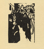 Ernst Ludwig Kirchner. The Canoness in the Garden (Das Stiftsfräulein im Garten) (plate, folio 5) from Das Stiftsfräulein und der Tod (The Canoness and Death). 1913