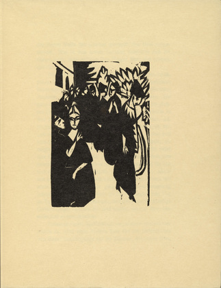 Ernst Ludwig Kirchner. The Canoness in the Garden (Das Stiftsfräulein im Garten) (plate, folio 5) from Das Stiftsfräulein und der Tod (The Canoness and Death). 1913