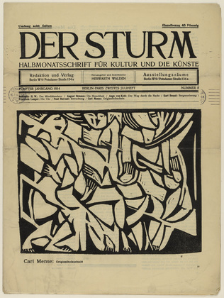 Carl (Carlo) Mense. Group of People (Menschengruppe) (in-text plate, title page) from the periodical Der Sturm. Wochenschrift für Kultur und Künste, vol. 5, no. 8 (July 1914). 1914