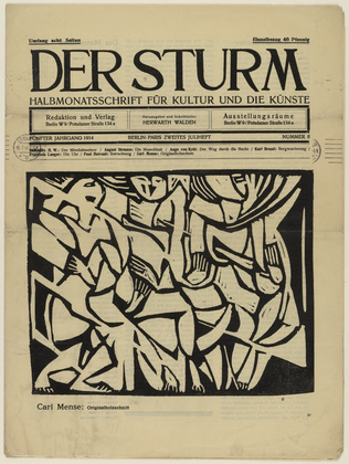 Carl (Carlo) Mense. Group of People (Menschengruppe) (in-text plate, title page) from the periodical Der Sturm. Wochenschrift für Kultur und Künste, vol. 5, no. 8 (July 1914). 1914