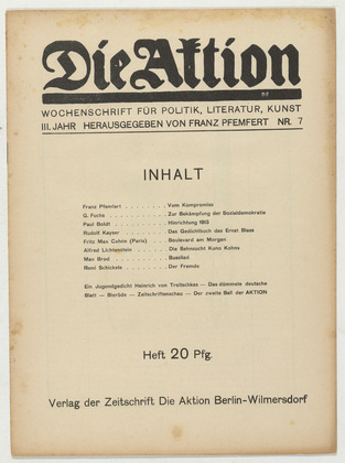 Die Aktion, vol. 3, no. 7. February 12, 1913
