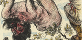 Lovis Corinth. Achior Hanged from a Tree (Achior am Baume hängend) (plate, folio 14) from Das Buch Judith (The Book of Judith). 1910