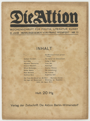 Die Aktion, vol. 3, no. 13. March 26, 1913