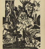 Heinrich Campendonk. Sitting Girl with Dear (Sitzendes Mädchen mit Hirsch) (plate, p. 55) from the periodical Der Sturm. Wochenschrift für Kultur und Künste, vol. 7, no. 5 (Aug 1916). 1916