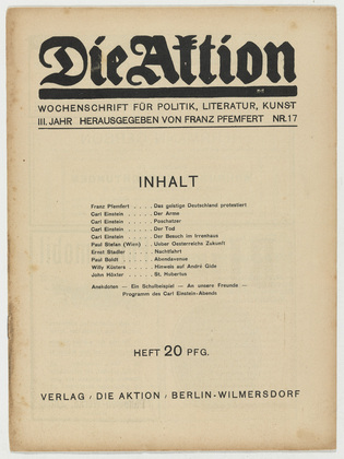 Die Aktion, vol. 3, no. 17. April 23, 1913