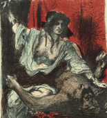 Lovis Corinth. Judith Beheads Holofernes (Judith schlägt dem Holofernes das Haupt ab) (plate, folio 24) from Das Buch Judith (The Book of Judith). 1910