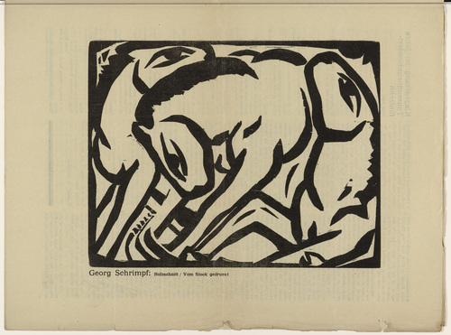 Georg Schrimpf. Horses I (Pferde I) (plate, p. 67) from the periodical Der Sturm. Wochenschrift für Kultur und Künste, vol. 7, no. 6 (Sept 1916). 1916