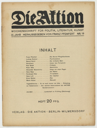 Die Aktion, vol. 3, no. 19. May 7, 1913