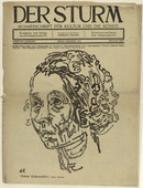Oskar Kokoschka. Claire Waldoff (in-text plate, title page) from the periodical Der Sturm. Wochenschrift für Kultur und Künste, vol. 7, no. 9 (Dec 1916). 1916