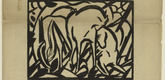 Georg Schrimpf. Three Horses (Drei Pferde) (in-text plate, title page) from the periodical Der Sturm. Wochenschrift für Kultur und Künste, vol. 7, no. 10 (Jan 1917). 1917