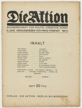 Die Aktion, vol. 3, no. 24. June 11, 1913