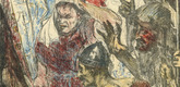 Lovis Corinth. Bagoa and the Generals before the Corpse of Holofernes (Bagoa und die Feldherren vor der Leiche des Holofernes) (plate, folio 30) from Das Buch Judith (The Book of Judith). 1910