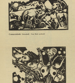 Heinrich Campendonk. Frogs and Butterfly (Frösche und Schmetterling) (plate, p. 5) from the periodical Der Sturm. Wochenschrift für Kultur und Künste, vol. 8, no. 1 (April 1917). 1917
