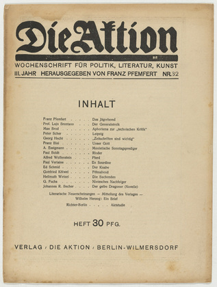 Die Aktion, vol. 3, no. 32. August 9, 1913