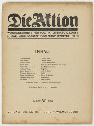 Die Aktion, vol. 3, no. 33. August 16, 1913