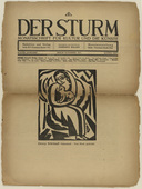 Georg Schrimpf. Girl with Cat (Mädchen mit Katze) (in-text plate, title page) from the periodical Der Sturm. Wochenschrift für Kultur und Künste, vol. 8, no. 8 (Nov 1917). 1917