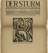 Georg Schrimpf. Girl with Cat (Mädchen mit Katze) (in-text plate, title page) from the periodical Der Sturm. Wochenschrift für Kultur und Künste, vol. 8, no. 8 (Nov 1917). 1917