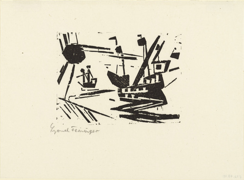 Lyonel Feininger. Ships and Sun (Schiffe und Sonne) from Ten Woodcuts by Lyonel Feininger. (1919, published 1941)