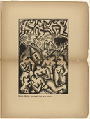 Maria Uhden. Eight Nudes and Rider in Landscape (Acht Akte und Reiter in Landschaft) (plate, p. 119) from the periodical Der Sturm. Wochenschrift für Kultur und Künste, vol. 8, no. 8 (Nov 1917). 1917