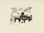 Lyonel Feininger. Locomotive on the Bridge (Zug auf der Brücke) from Ten Woodcuts by Lyonel Feininger. (1918, published 1941)