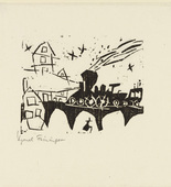 Lyonel Feininger. Locomotive on the Bridge (Zug auf der Brücke) from Ten Woodcuts by Lyonel Feininger. (1918, published 1941)