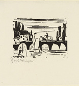 Lyonel Feininger. Wagon Crossing a Bridge (Wagen auf einer Brücke) fromTen Woodcuts by Lyonel Feininger. (1918, published 1941)