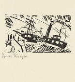 Lyonel Feininger. Side Wheeler (Raddampfer) from Ten Woodcuts by Lyonel Feininger. (1918, published 1941)