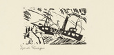 Lyonel Feininger. Side Wheeler (Raddampfer) from Ten Woodcuts by Lyonel Feininger. (1918, published 1941)