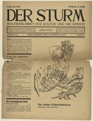 Oskar Kokoschka. The Beautiful Roller-Skater (Die schöne Rollschuhläuferin) (in-text plate, title page) from the periodical Der Sturm. Wochenschrift für Kultur und Künste, vol. 1, no. 37 (November 10, 1910). 1910
